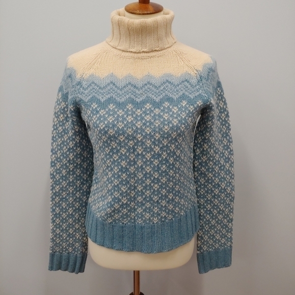American Eagle Outfitters Sweaters - AEO Turtleneck Sweater, Blue Cream, Size S